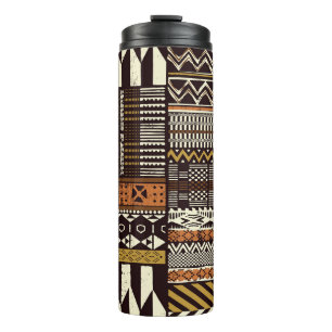 Afrikanischer Stammesstoff, abstrakt vintage. Thermosbecher