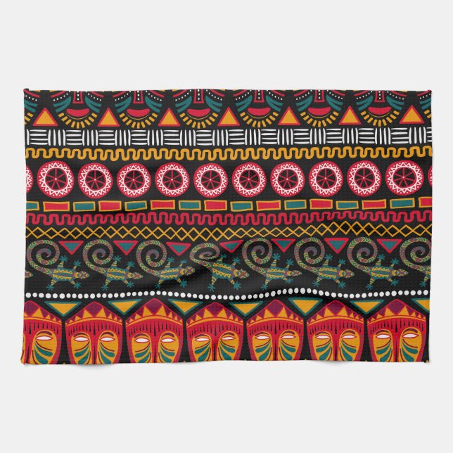 Afrikanischer Stil: Dekoratives Muster Delight. Geschirrtuch (Horizontal)