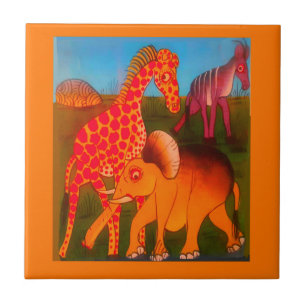 Afrikanischer Tierkunst-Druck Fliese