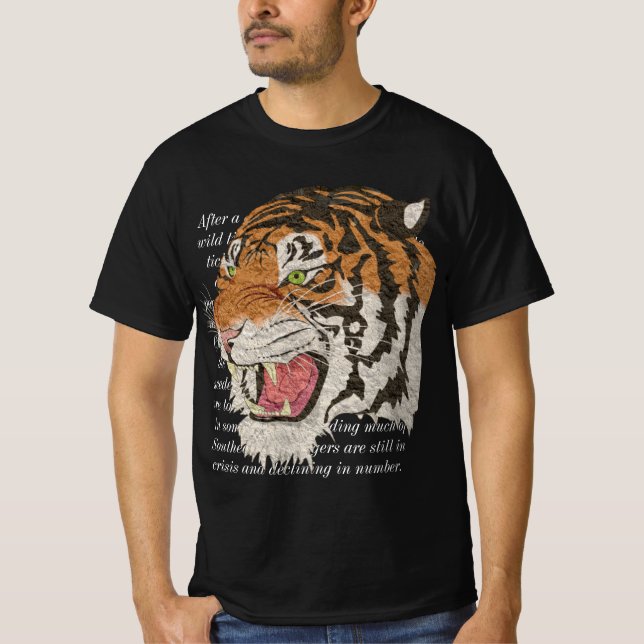 Afrikanischer Tigergesicht - Weißer Text T-Shirt (Vorderseite)