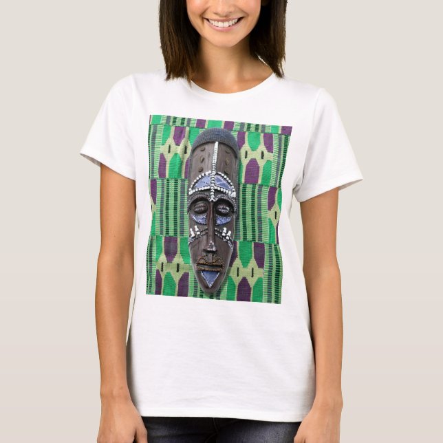Afrikanischer Tribal Maske Kente Stoffmuster T - S T-Shirt (Vorderseite)