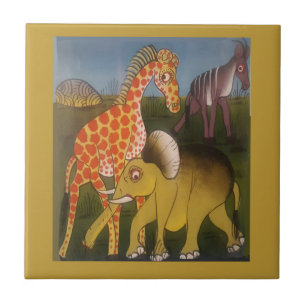 Afrikanischer Trio-Kunstprint Fliese