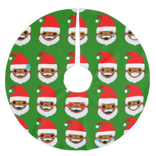 afrikanischer Weihnachtsmann-Emoji-Emoticons-Baums Polyester Weihnachtsbaumdecke