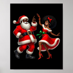 Afrikanischer Weihnachtsmann Frau Claus Tanzend Af Poster