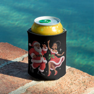 Afrikanischer Weihnachtsmann Frau Claus tanzt amer Dosenkühler