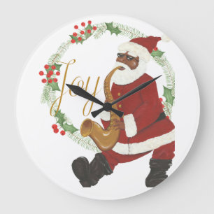 Afrikanischer Weihnachtsmann Große Wanduhr