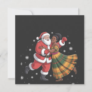 Afrikanischer Weihnachtsmann Mrs Claus tanzt Afroa Einladung