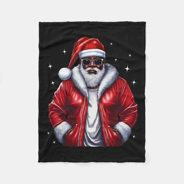 Afrikanischer Weihnachtsmann Pajama Cool Black Fleecedecke (Vorderseite)