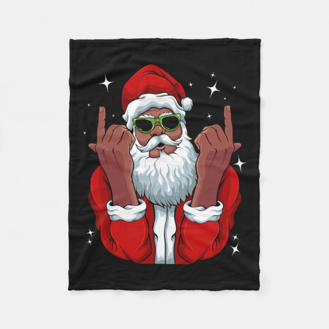 Afrikanischer Weihnachtsmann Pajama Cool Black Fleecedecke (Vorderseite)
