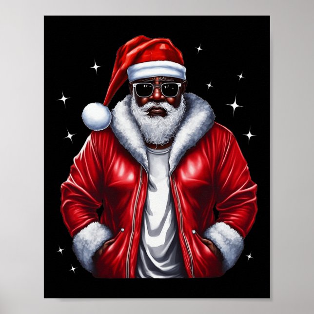 Afrikanischer Weihnachtsmann Pajama Cool Black Poster (Vorne)