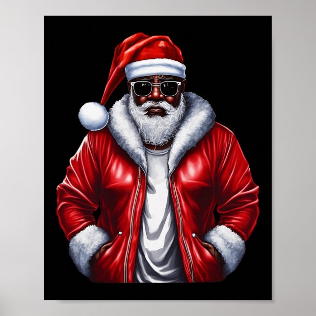 Afrikanischer Weihnachtsmann Pajama Cool Black Poster (Vorne)