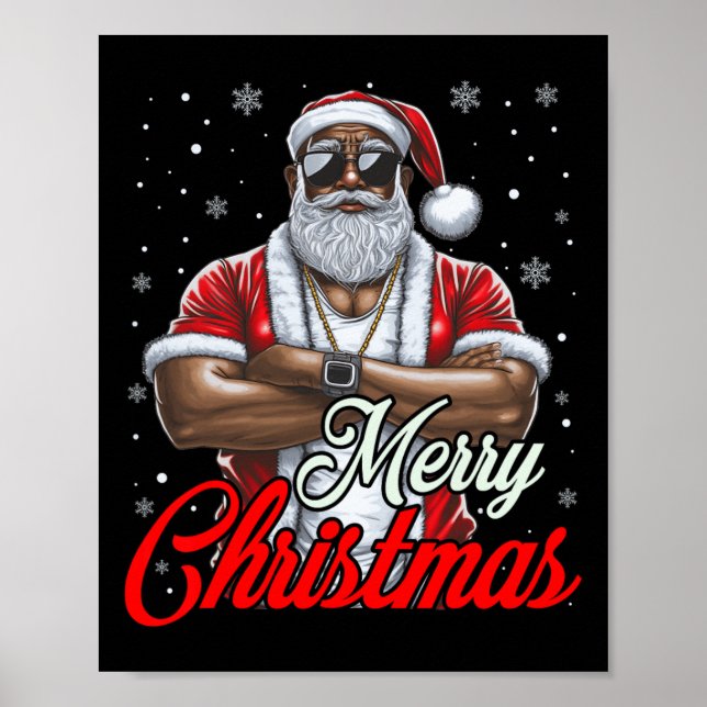 Afrikanischer Weihnachtsmann Pajama Cool Black Poster (Vorne)