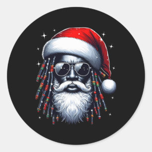 Afrikanischer Weihnachtsmann Pajama Cool Black Runder Aufkleber