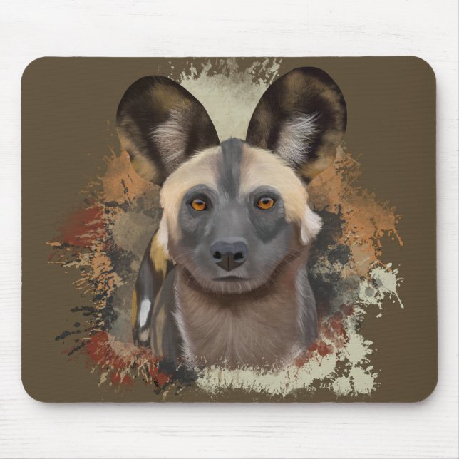 Afrikanischer Wilder Hund Erde Tones Wildlife Mousepad (Vorne)