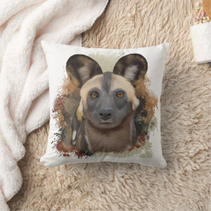 Afrikanischer Wildhund Abstrakter Paint-Spritzer Kissen