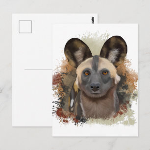 Afrikanischer Wildhund   Abstrakter Paint-Spritzer Postkarte