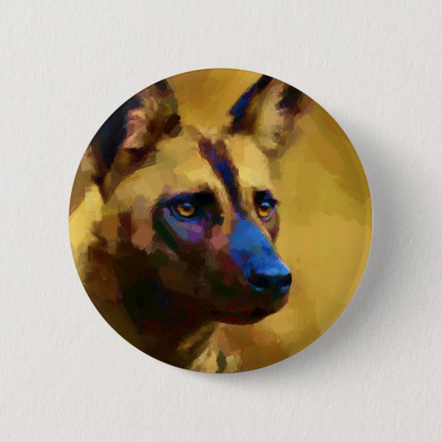 Afrikanischer Wildhund Button (Vorderseite)