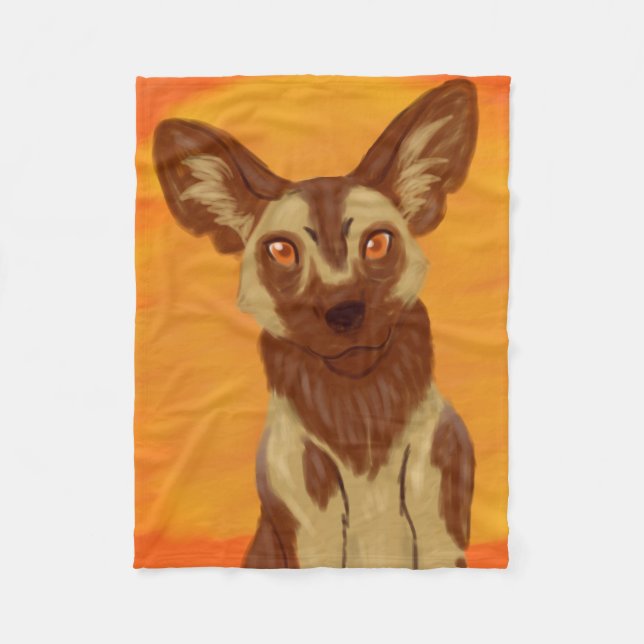 Afrikanischer Wildhund Fleecedecke (Vorderseite)