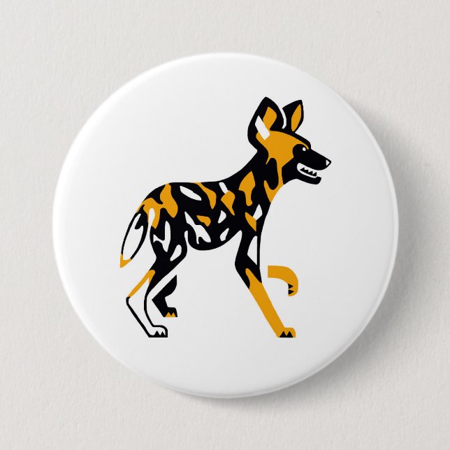 Afrikanischer Wildhund - Kapitän-Jagdhund - Natur  Button (Vorderseite)