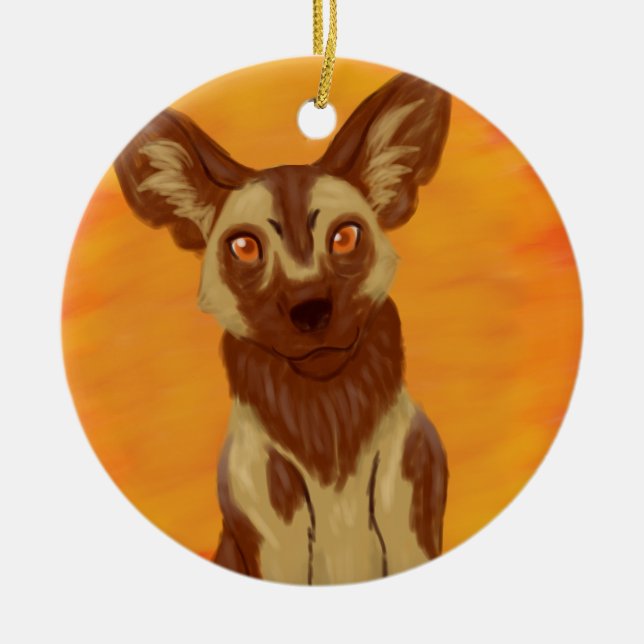 Afrikanischer Wildhund Keramik Ornament (Vorne)