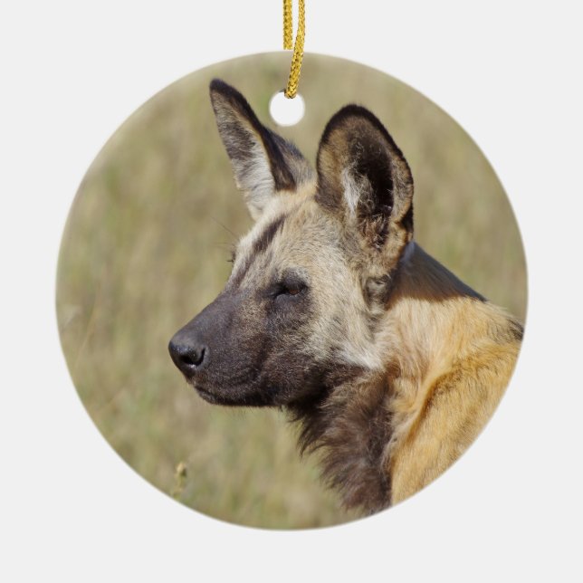 Afrikanischer Wildhund Keramikornament (Vorne)