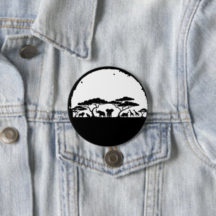Afrikanischer Wildlife-Safari-Silhouette-Pin-Butto Button