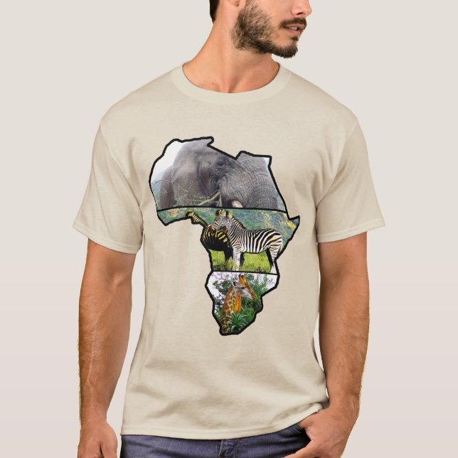 Afrikanischer Wildtierkontinent Elephant, Zebra, G T-Shirt (Vorderseite)
