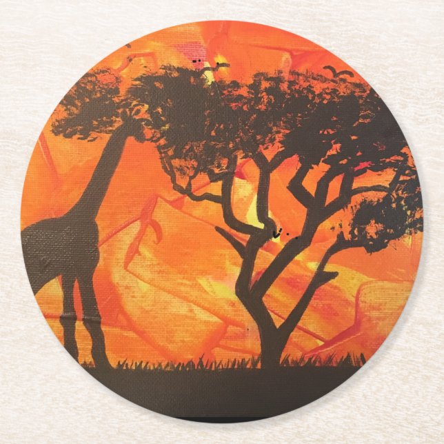 Afrikanischer Wüste Safari-Untersetzer Runder Pappuntersetzer (Vorderseite)