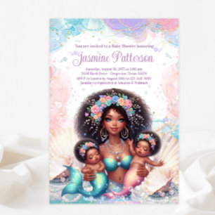 Afrikanischer Zwillings-Meerjungfrau-Baby-Party-Em Einladung