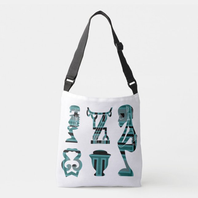 afrikanisches abstraktes, modernes Portrait nach d Tragetaschen Mit Langen Trägern (Vorderseite)