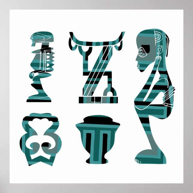 afrikanisches abstraktes, modernes Portrait nach K Poster (Vorne)