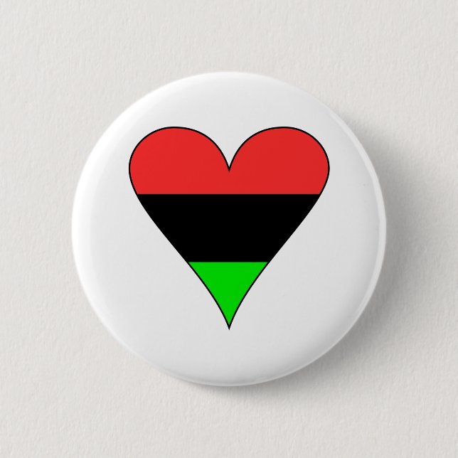 Afrikanisches amerikanisches Flaggenherz Button (Vorderseite)