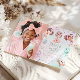 Afrikanisches amerikanisches Foto Pamper Party Geb Einladung
