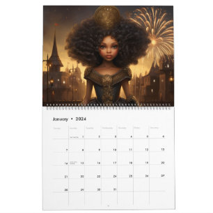 Afrikanisches amerikanisches Mädchen: Feiern der J Kalender