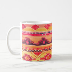 Afrikanisches Aquarellmuster Raster Illustration Kaffeetasse