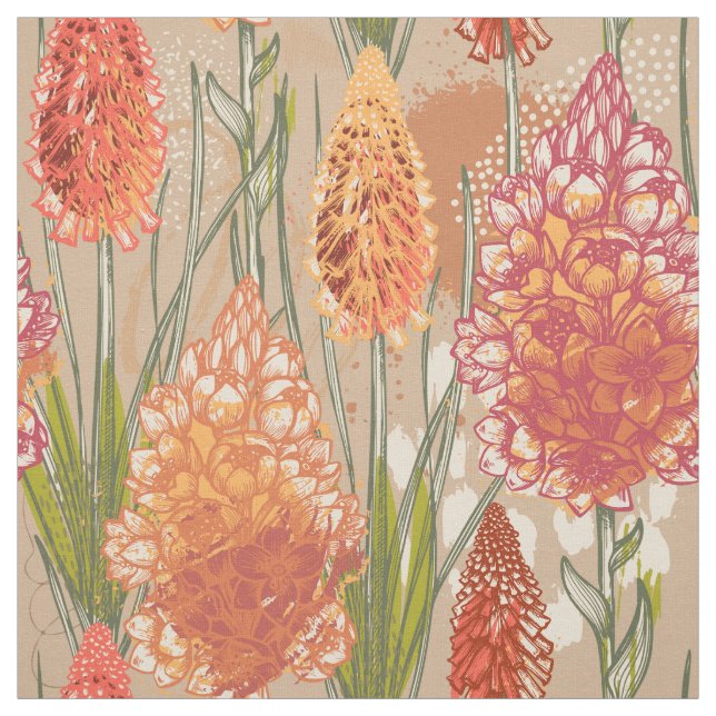 Afrikanisches Blumenorange Rosa Gold Stoff (Muster)
