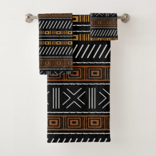 Afrikanisches Bogolan Style Schlammtuch Inspiriert Badhandtuch Set