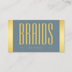 Afrikanisches Braiding Dusty Blue und Gold Visitenkarte