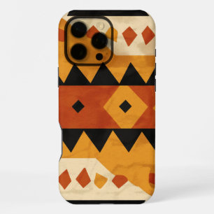 Afrikanisches Design im Hintergrund in Braun und S iPhone 16 Pro Max Hülle