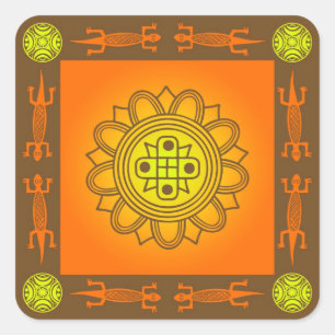 afrikanisches Design Quadratischer Aufkleber