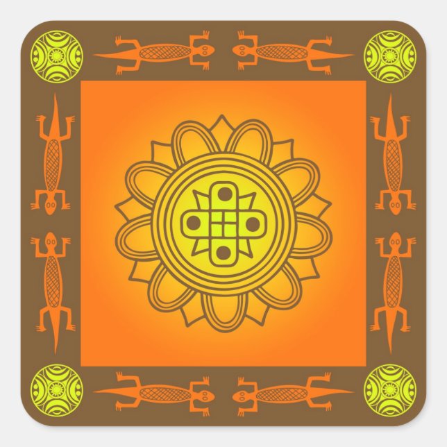 afrikanisches Design Quadratischer Aufkleber (Vorderseite)