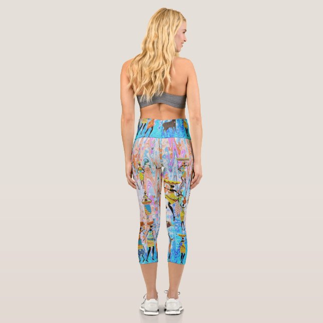 Afrikanisches Dorf Capri Leggings (Rückseite)