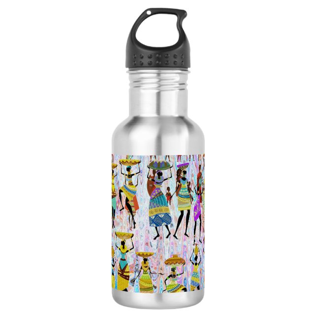 Afrikanisches Dorf Edelstahlflasche (Vorderseite)