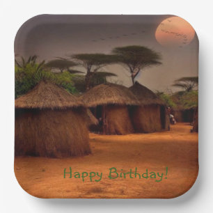 Afrikanisches Dorf Pappteller
