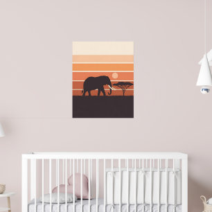 Afrikanisches ElefantenKinderzimmer drucken Poster