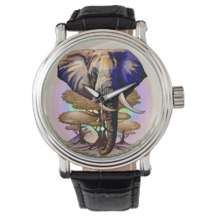 Afrikanisches Elephant Surreal Portrait Armbanduhr