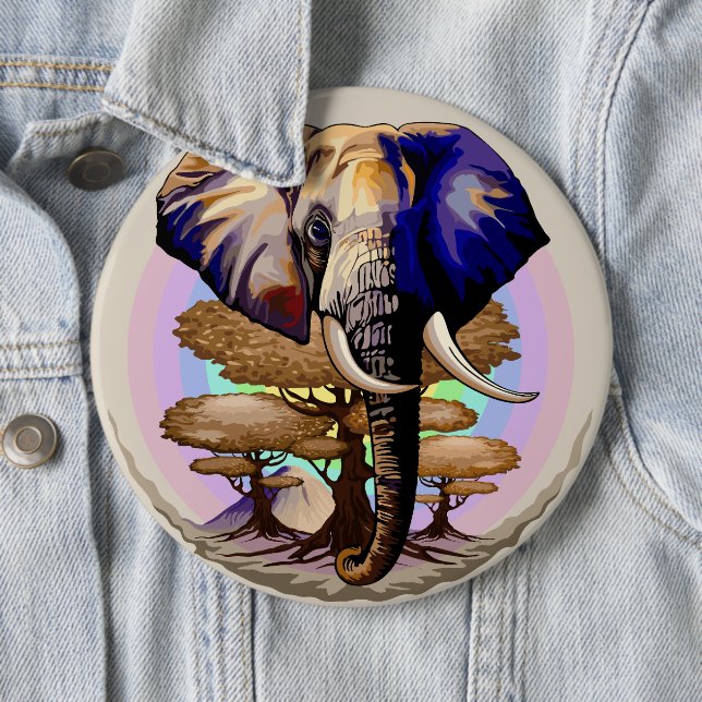 Afrikanisches Elephant Surreal Portrait Button (Beispiel)