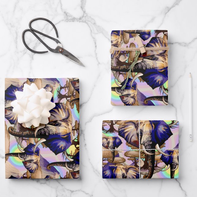 Afrikanisches Elephant Surreal Portrait Geschenkpapier Set (Vorderseite)