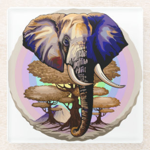 Afrikanisches Elephant Surreal Portrait Glasuntersetzer