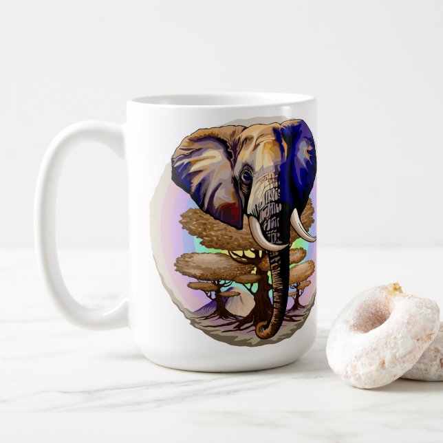 Afrikanisches Elephant Surreal Portrait Kaffeetasse (Mit Donut)